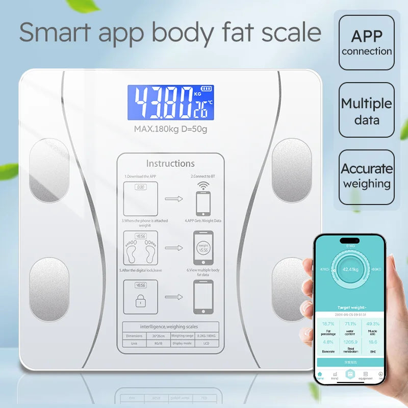 Smart Body Fat Scale for body management and fat loss, smart mode, Bluetooth body fat scale, home weight scale, ultra-precis