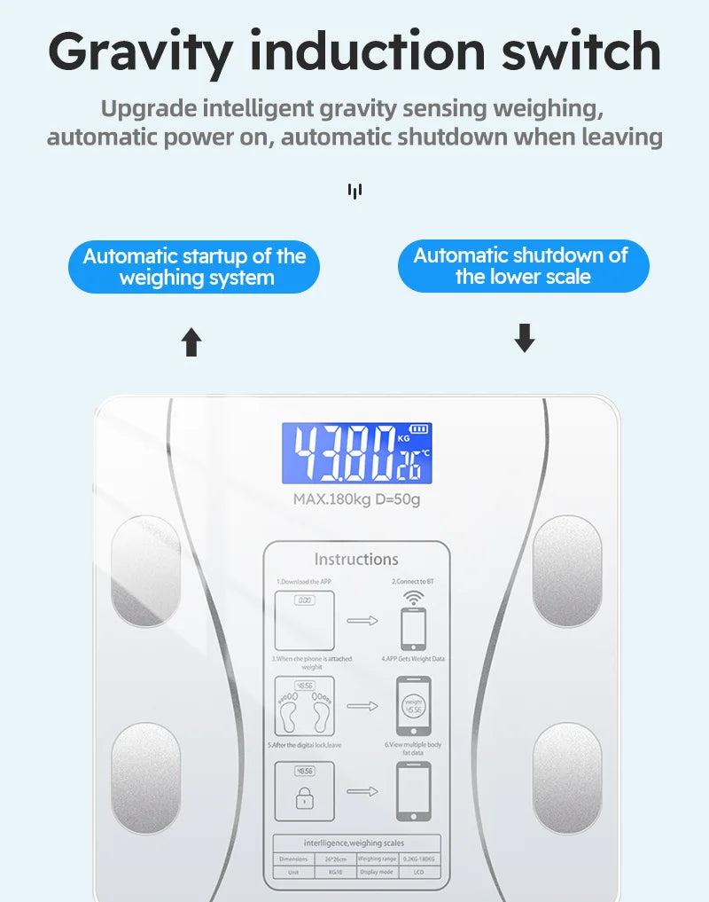 Smart Body Fat Scale for body management and fat loss, smart mode, Bluetooth body fat scale, home weight scale, ultra-precis