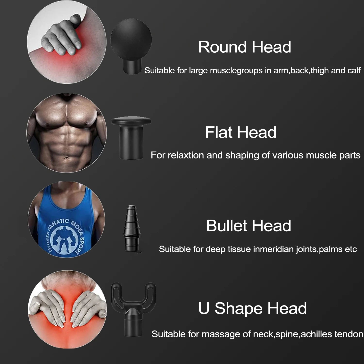 Massage Gun Deep Tissue,  Muscle Fascia gun，Muscle Massage Gun for Pain Relief with 4 Massage Heads & 6 Speeds